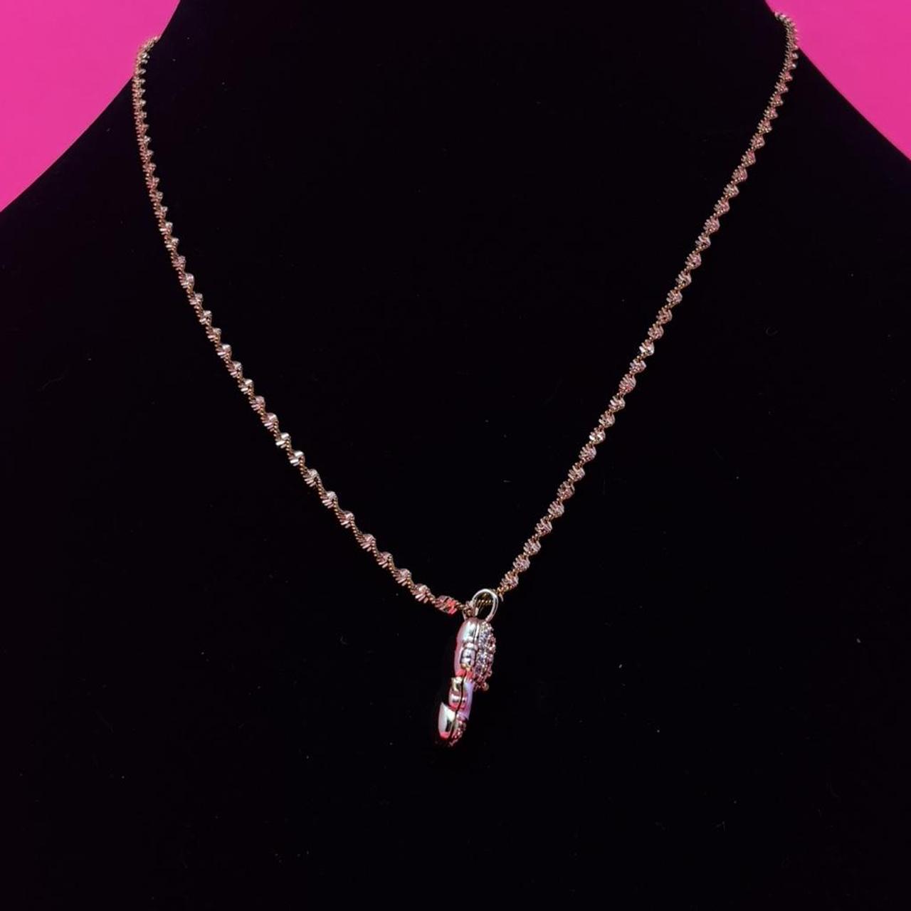 Gold Kitty Pendant Necklace – Stainless Steel with Pink and Purple Accents