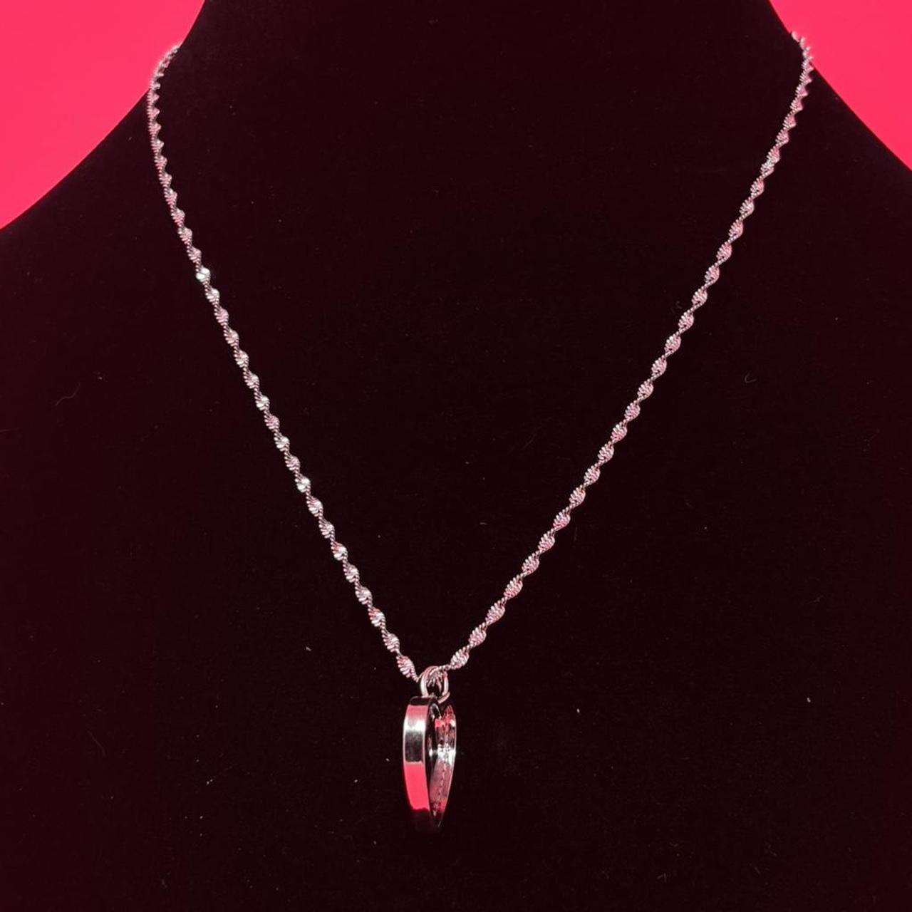 Cute Kitty Pink Heart Pendant Necklace – Silver Stainless Steel