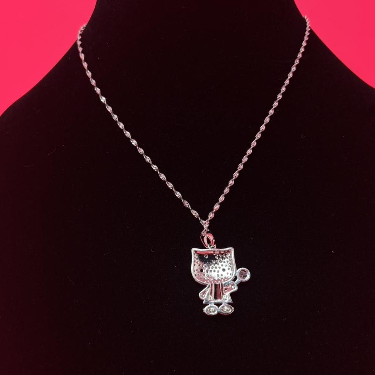 Cute Kitty Lollipop Pendant Necklace – Silver Stainless Steel