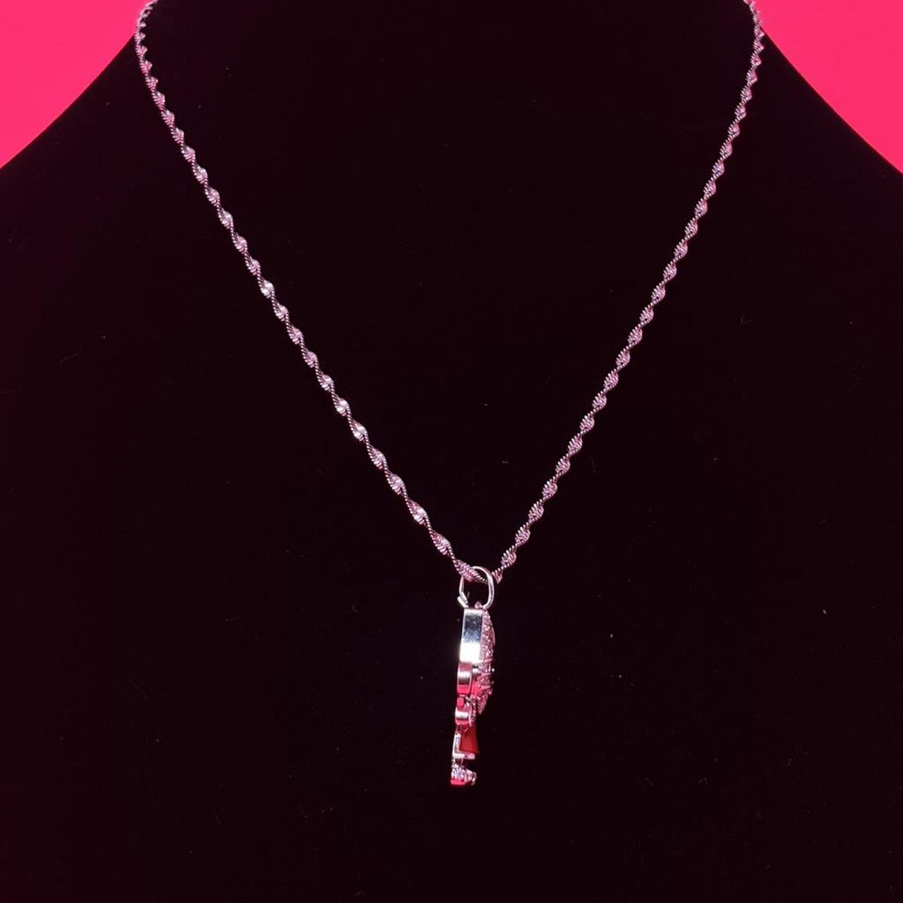 Cute Kitty Lollipop Pendant Necklace – Silver Stainless Steel