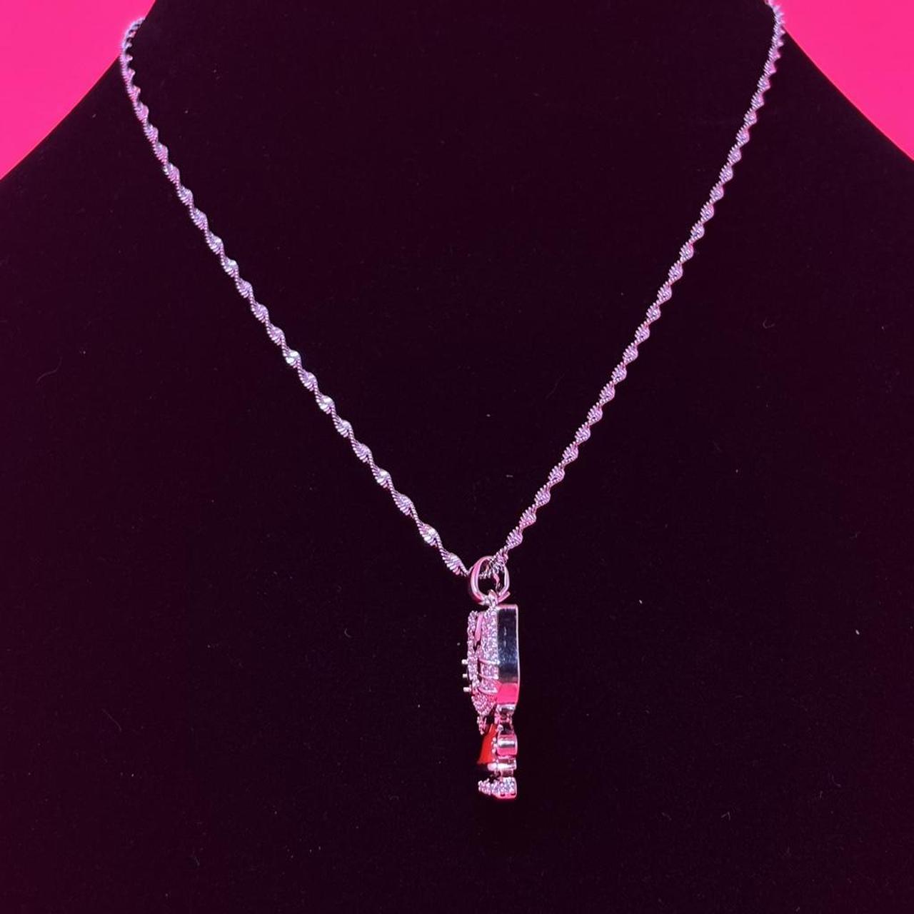 Cute Kitty Lollipop Pendant Necklace – Silver Stainless Steel