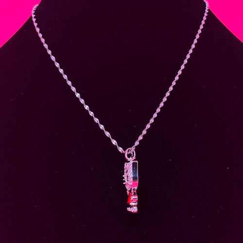 Cute Kitty Lollipop Pendant Necklace – Silver Stainless Steel