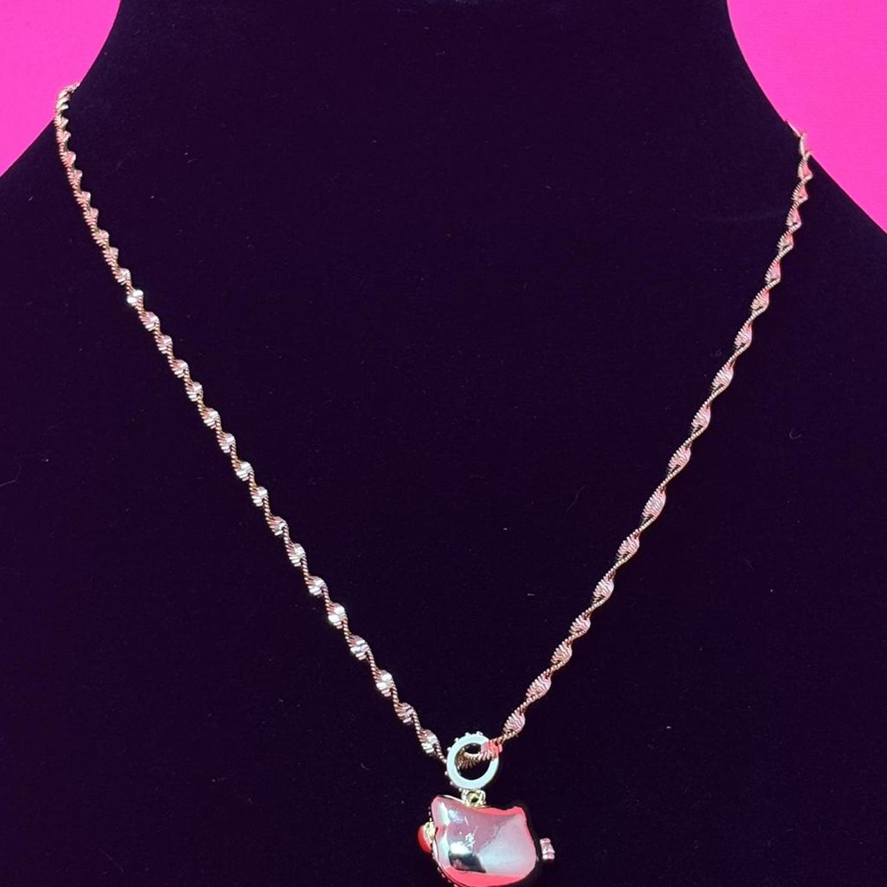 Gold Kitty Pendant Necklace – Stainless Steel with Sparkling Rhinestones