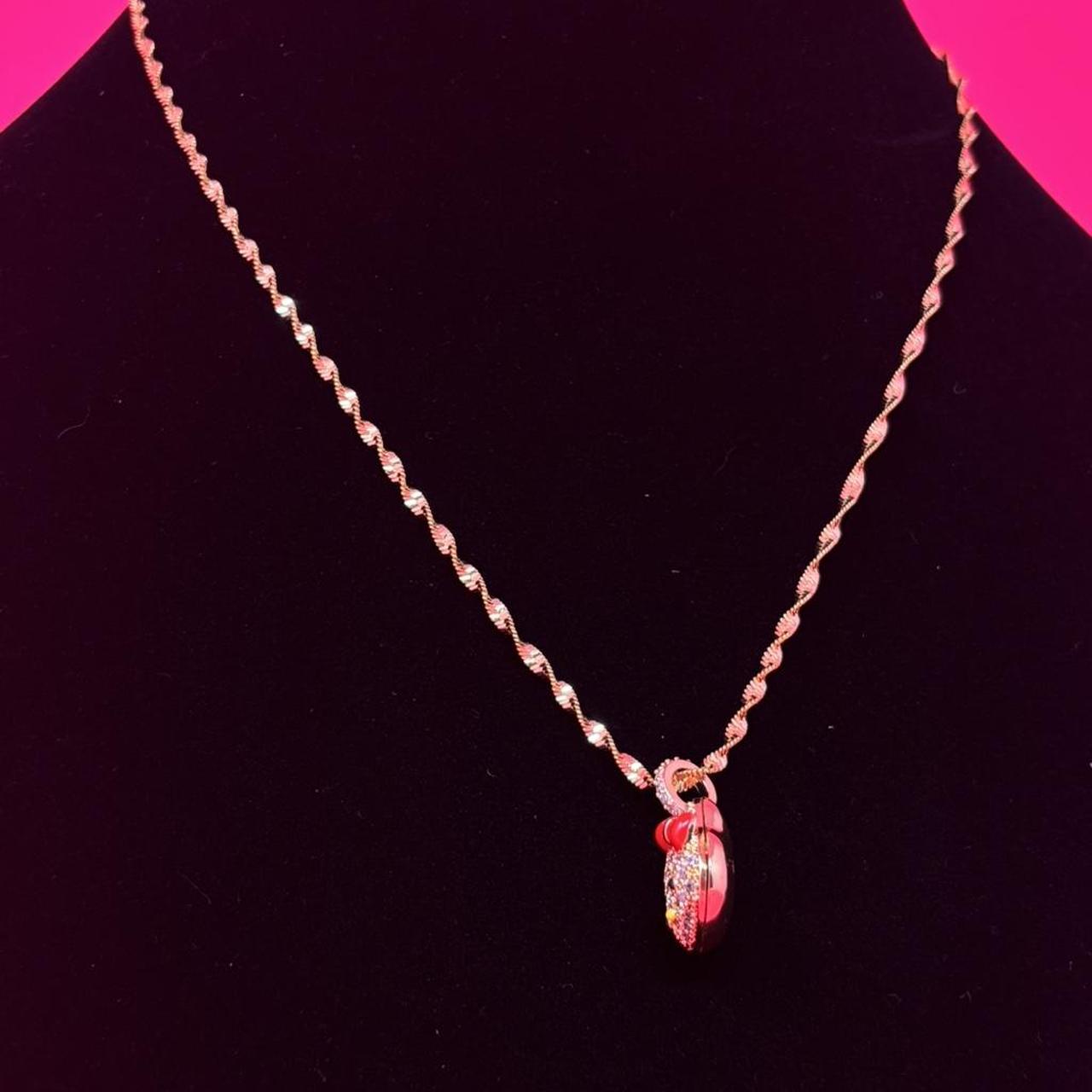 Gold Kitty Pendant Necklace – Stainless Steel with Sparkling Rhinestones