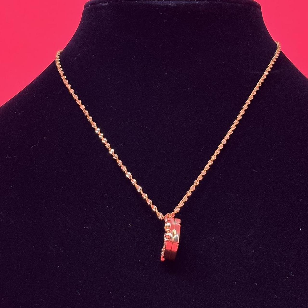 Gold Kitty Pendant Necklace – Stainless Steel with Blue Accent